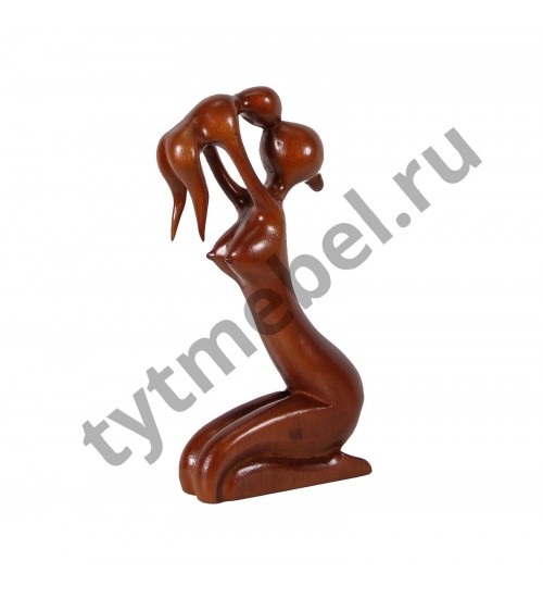 HD-13/30 Фигурка "Мать и дитя" (массив красного дерева), 15,5х5,5х30 см, цвет: salak brown (темный орех)